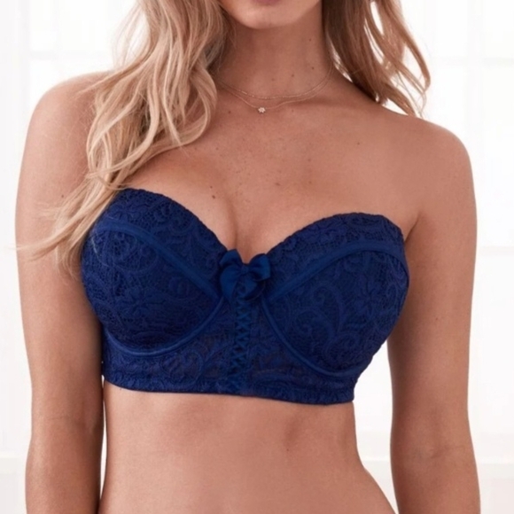 40D ADORE ME Longline White Lace Wired Balconette Bra - Picture 4 of 8